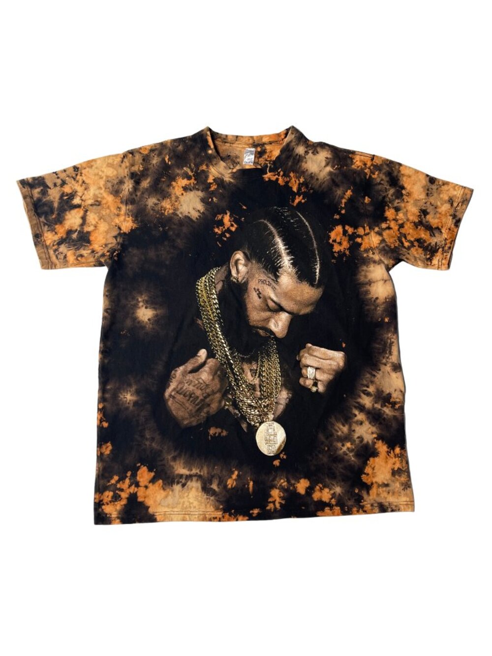 NEW Design - Custom Nipsey Hussle One-of-a-Kind Reverse Dye T-Shirt Unisex Sizes